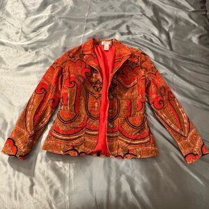 Isaac Mizrahi Red and Black Paisley Blazer